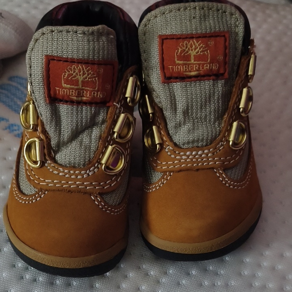 Timberland Kids Tan and Gray Boots
